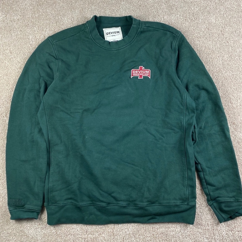 Devium Valdez French Terry Crewneck Mens Green Cotton Sweatshirt Made in USA